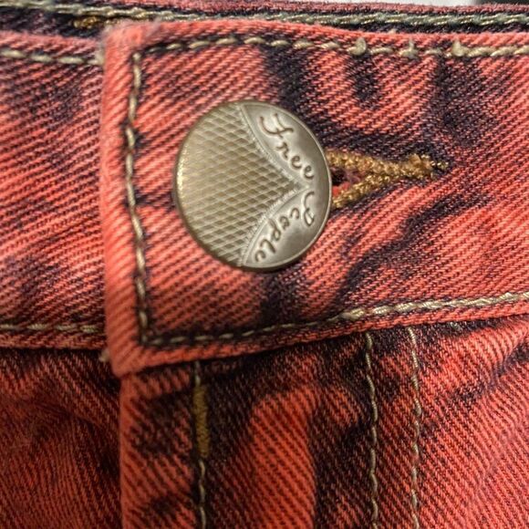 Free People distressed red denim shorts - Picture 3 of 5